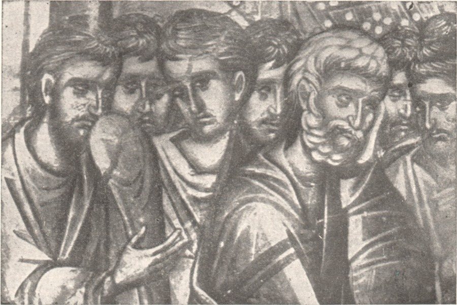 Fig. 60. Detail from the Dormilion of the Virgin. Work of the Macedonian School (early 14th century)