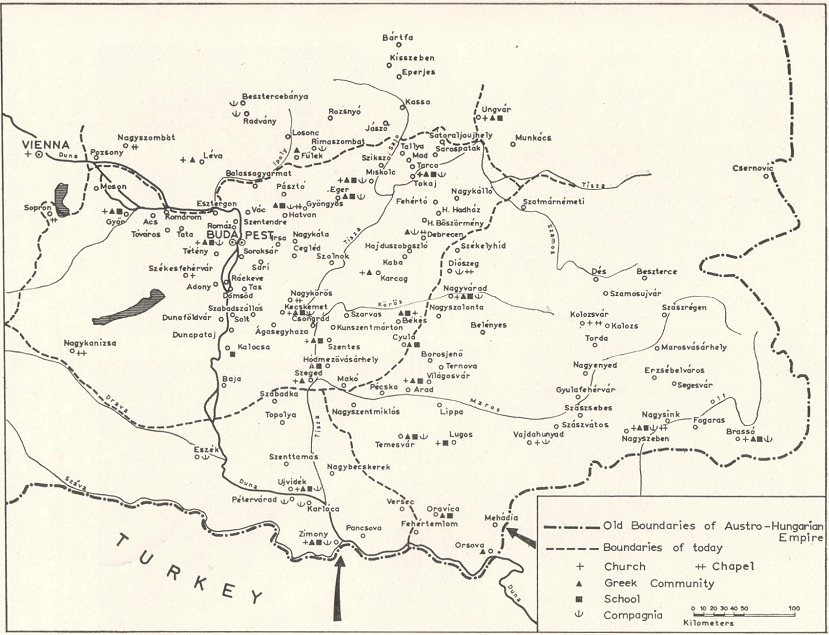 Map 10. Greek communities in Austro-Hungary