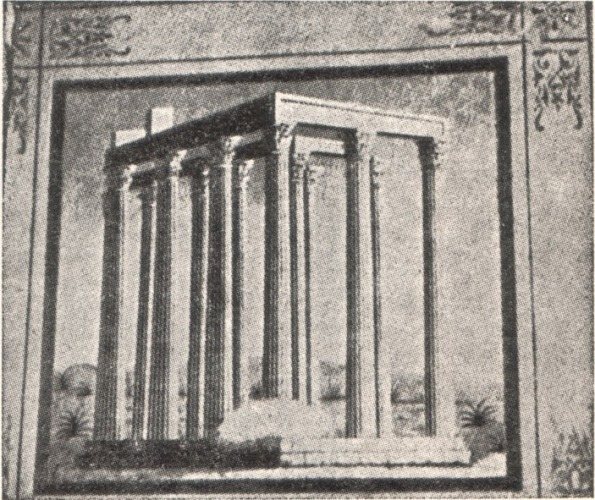 Fig. 156. Wall-painting in the mansion of D. Keratzis: "Columns of the Temple of Olympian Zeus at Athens"