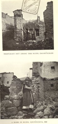 Temporary hut among the ruins, Zagorichani; A home in the ruins, Djupanishta, 1903