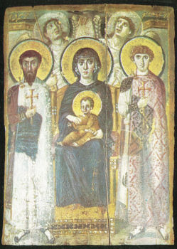 The monastery of St Catherine’s, built by Justinian, contains the only extensive collection of pre-iconoclast Byzantine images, including this sixth-century Virgin enthroned