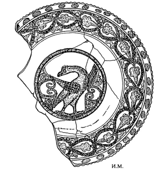 Сл. 133. „Маркови Кули”, Водно, Скопје, византиска глеѓосана чинија, 12.—13. век