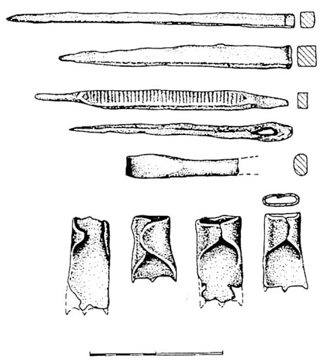 Сл. 16. Група железни алатки од Просек (варошот), 12.—14. век (по Н.Чаусидис).