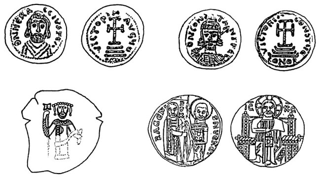 Сл. 40. „Исар”, Валандово, монети од 7. и 13.—14. век