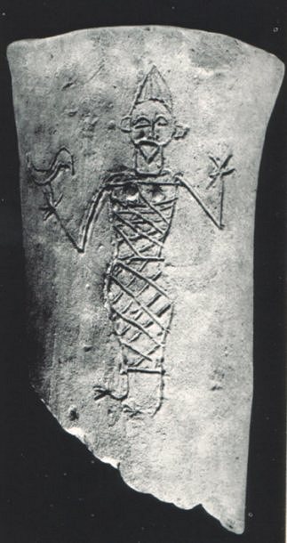 Мадара. Фигура на шаман върху керемида