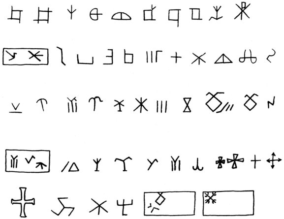 Родови тамги или производствени знаци по каменен материал, употребен в строителството на Плиска